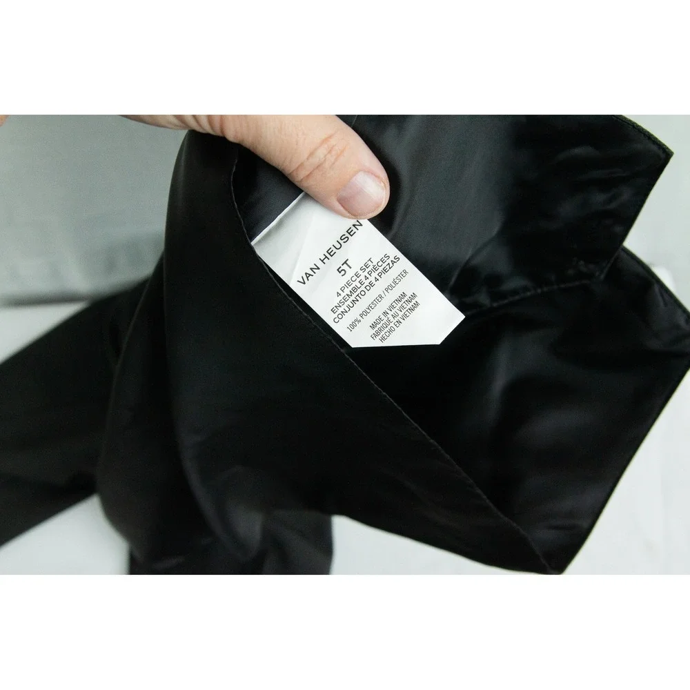 Van Heusen Boys Black Vest and Dress Pants Set Size 5T Formal Wedding Suit 2pc